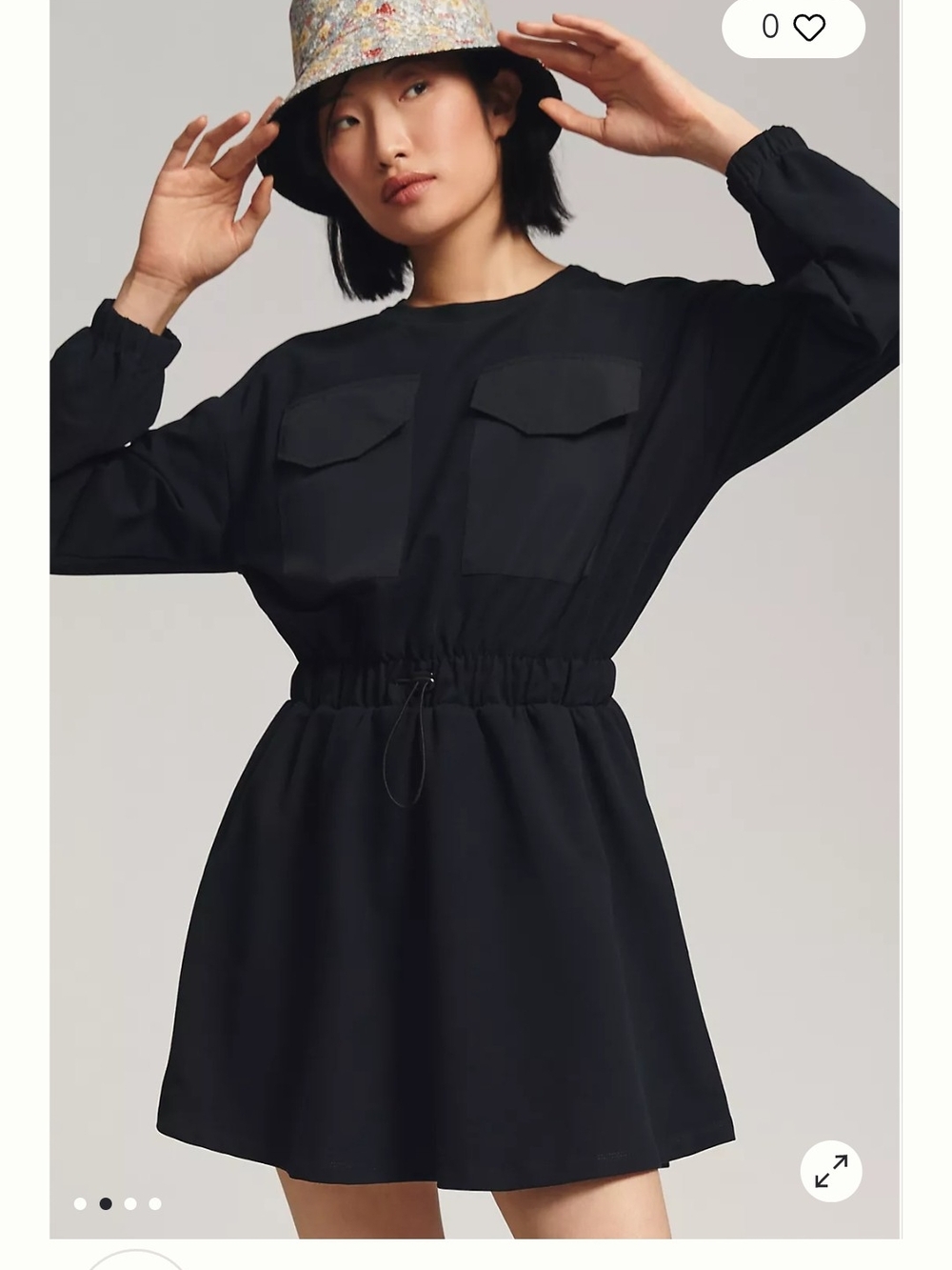 Anthropologie Daily Practice Utility Patch Pocket Mini Dress Black S Petite